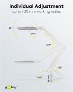 Goobay LED-forstørrelseslampe med klips, 9 W, hvit 80-730 lm, dimbar, 127 mm krystallglasslinse, 1,75x forstørrelse, 3 dioptrier