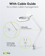 Goobay LED-forstørrelseslampe med klips, 9 W, hvit 80-730 lm, dimbar, 127 mm krystallglasslinse, 1,75x forstørrelse, 3 dioptrier