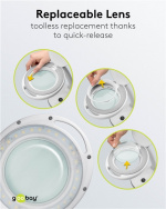 Goobay LED-forstørrelseslampe med stativ, 6 W, hvit 80-450 lm, dimbar, 100 mm glasslinse, 1,75x forstørrelse, 3 dioptrier