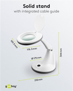 Goobay LED-forstørrelseslampe med stativ, 6 W, hvit 450 lm, 100 mm glasslinse, 1,75x forstørrelse, 3 dioptrier Goobay LED-forstørrelseslampe med stativ, 6 W, hvit 450 lm, 100 mm glasslinse, 1,75x forstørrelse, 3 dioptrier