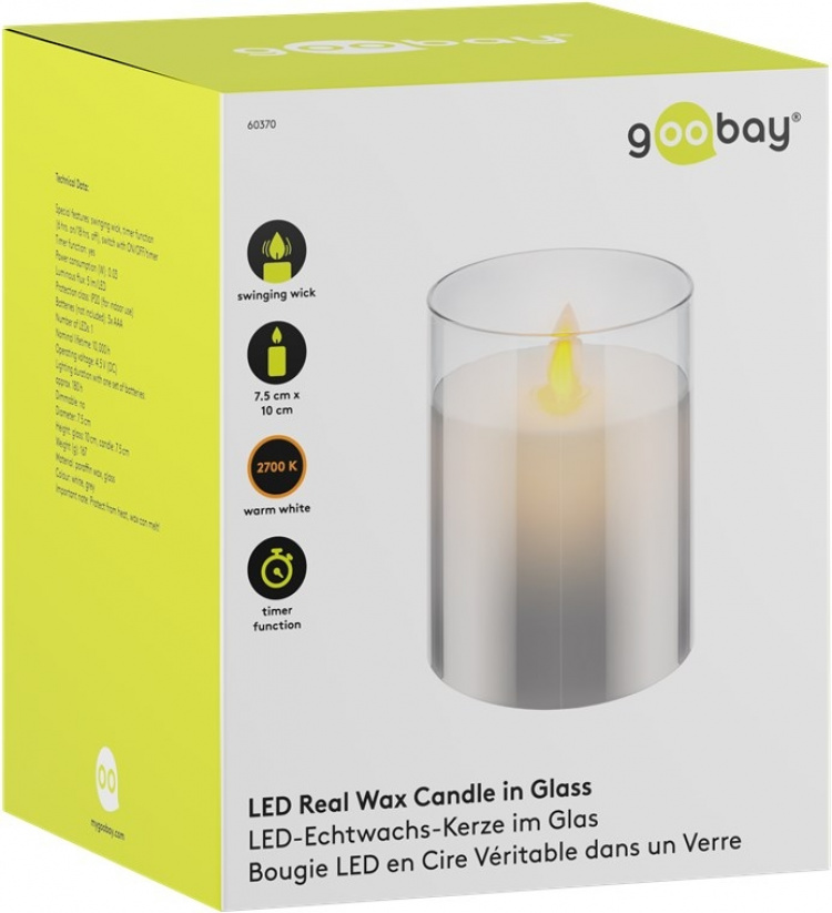 Goobay LED ekte vokslys i glass, 7,5 x 10 cm vakker og trygg belysningsløsning for mange områder som hjem og loggia, kontorer eller skoler Goobay LED ekte vokslys i glass, 7,5 x 10 cm vakker og trygg belysningsløsning for mange områder som hjem og loggia, kontorer eller skoler