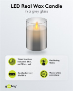 Goobay LED ekte vokslys i glass, 7,5 x 10 cm vakker og trygg belysningsløsning for mange områder som hjem og loggia, kontorer eller skoler Goobay LED ekte vokslys i glass, 7,5 x 10 cm vakker og trygg belysningsløsning for mange områder som hjem og loggia, kontorer eller skoler