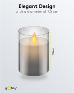 Goobay LED ekte vokslys i glass, 7,5 x 10 cm vakker og trygg belysningsløsning for mange områder som hjem og loggia, kontorer eller skoler Goobay LED ekte vokslys i glass, 7,5 x 10 cm vakker og trygg belysningsløsning for mange områder som hjem og loggia, kontorer eller skoler