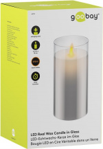 Goobay LED ekte vokslys i glass, 7,5 x 15 cm fantastisk og trygg belysningsløsning for mange områder som hus og loggiaer, kontorer eller skoler Goobay LED ekte vokslys i glass, 7,5 x 15 cm fantastisk og trygg belysningsløsning for mange områder som hus og loggiaer, kontorer eller skoler