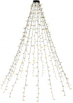 Goobay 400 LED juletrebelysning med ring, timer og minnefunksjon, 8 lysmoduser, 24 V ekstern transformator, varmhvit (3000 K), for innendørs og utendørs bruk (IP44)