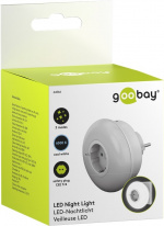 Goobay LED-nattlampe for stikkontakt med 3 driftsmoduser (På, Av, Auto), skumringssensor og stikkontakt med jording (type F)