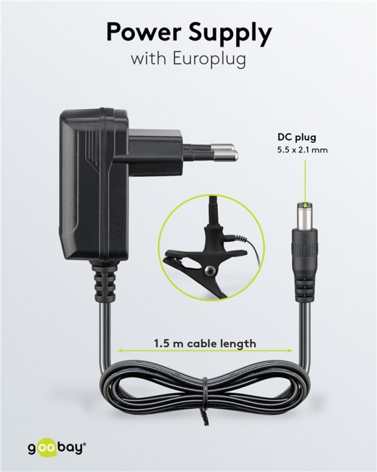 Goobay LED-forstørrelseslampe med stativ/klips, 6 W, svart 480 lm, 100 mm glasslinse, 1,75x forstørrelse, 3 dioptrier