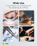 Goobay LED-forstørrelseslampe med stativ/klips, 6 W, svart 480 lm, 100 mm glasslinse, 1,75x forstørrelse, 3 dioptrier