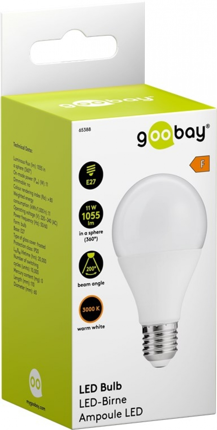 Goobay LED-lampe, 11 W E27-sokkel, varmhvit, ikke-dimbar Goobay LED-lampe, 11 W E27-sokkel, varmhvit, ikke-dimbar