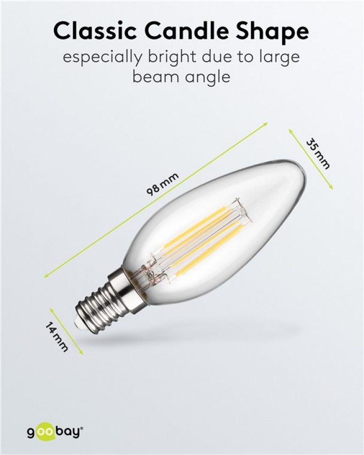 Goobay LED-pære med glødetråd, 4 W E14-sokkel, varmhvit, ikke-dimbar