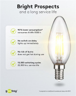 Goobay LED-pære med glødetråd, 4 W E14-sokkel, varmhvit, ikke-dimbar