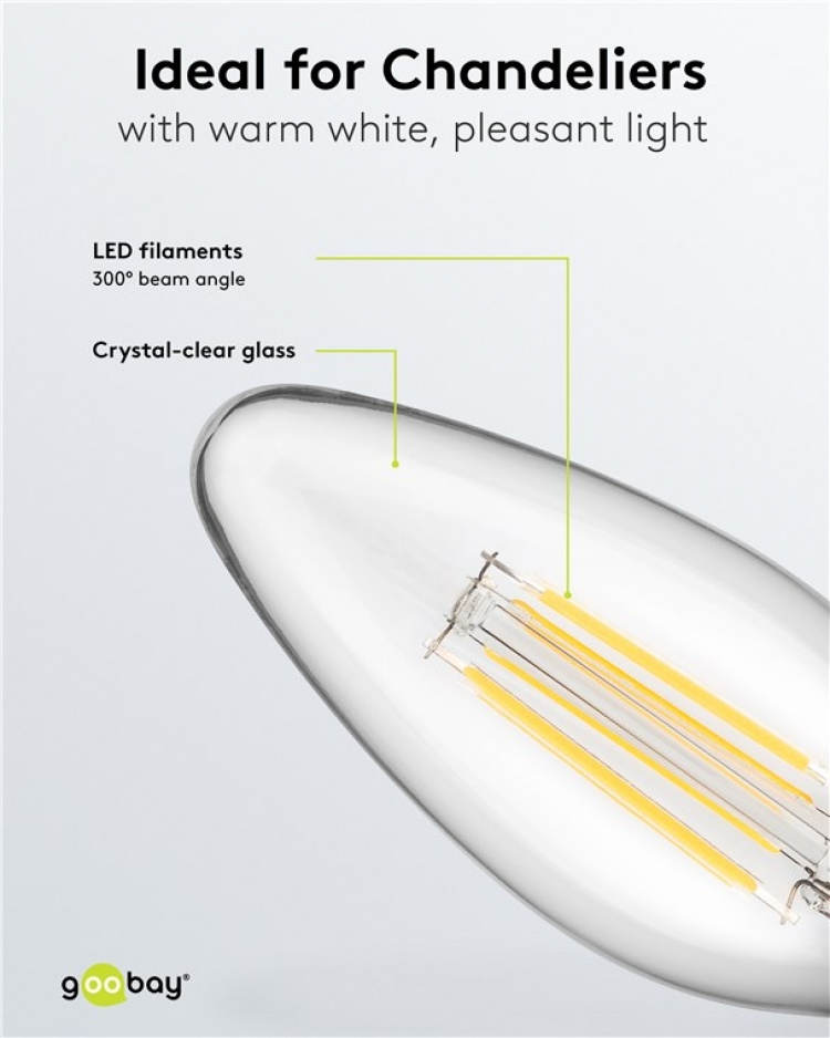 Goobay LED-pære med glødetråd, 6 W E14-sokkel, varmhvit, ikke-dimbar Goobay LED-pære med glødetråd, 6 W E14-sokkel, varmhvit, ikke-dimbar
