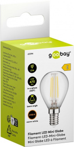 Goobay LED Mini Globe med glødetråd, 4 W E14-sokkel, varmhvit, ikke-dimbar