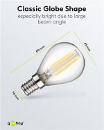 Goobay LED Mini Globe med glødetråd, 4 W E14-sokkel, varmhvit, ikke-dimbar