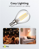 Goobay LED Mini Globe med glødetråd, 4 W E14-sokkel, varmhvit, ikke-dimbar