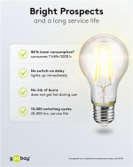 Goobay LED-pære med glødetråd, 7 W sokkel E27, varmhvit, ikke-dimbar