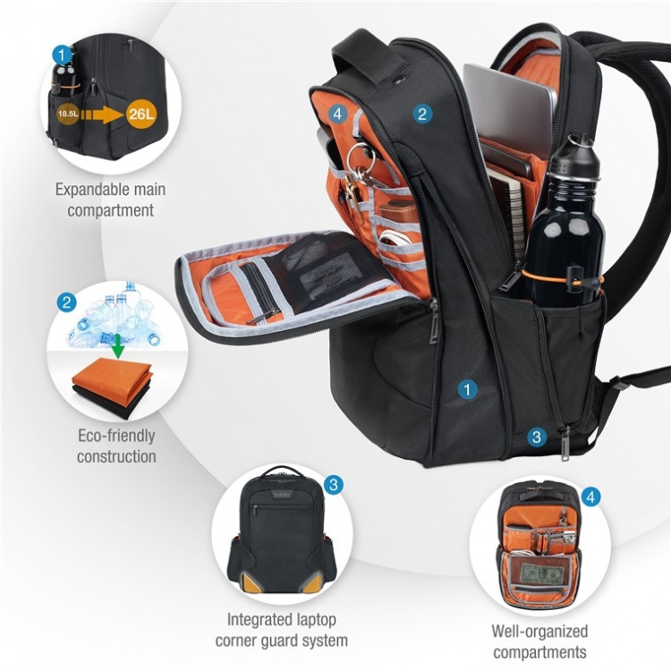 everki Studio Expandable ECO (EKP118E-ECO) Utvidbar ryggsekk for bærbar PC, opptil 15
