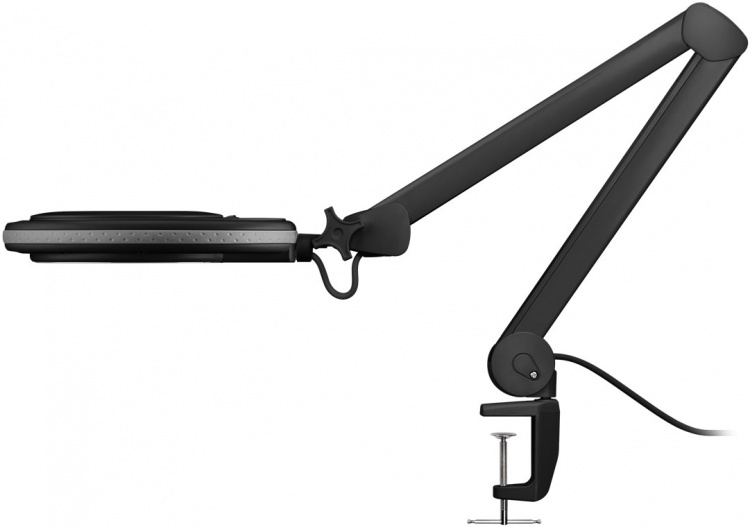 Goobay LED-forstørrelseslampe med klips, 8 W, svart 650 lm, 127 mm krystallglasslinse, 1,75x forstørrelse, 3 dioptrier