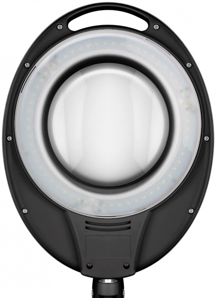 Goobay LED-forstørrelseslampe med klips, 8 W, svart 650 lm, 127 mm krystallglasslinse, 1,75x forstørrelse, 3 dioptrier