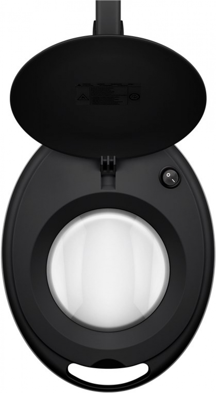Goobay LED-forstørrelseslampe med klips, 8 W, svart 650 lm, 127 mm krystallglasslinse, 1,75x forstørrelse, 3 dioptrier