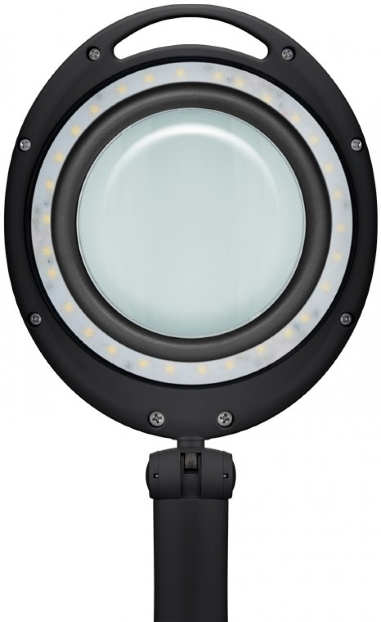 Goobay LED-forstørrelseslampe med stativ, 6 W, svart 80-450 lm, dimbar, 100 mm glasslinse, 1,75x forstørrelse, 3 dioptrier