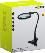 Goobay LED-forstørrelseslampe med klips, 6 W, svart 480 lm, 100 mm glasslinse, 1,75x forstørrelse, 3 dioptrier