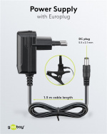 Goobay LED-forstørrelseslampe med klips, 6 W, svart 480 lm, 100 mm glasslinse, 1,75x forstørrelse, 3 dioptrier