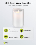 Goobay LED-lys laget av ekte voks, hvit, 10x15 cm vakker og trygg belysningsløsning for mange områder som hjem og loggia, kontorer eller skoler