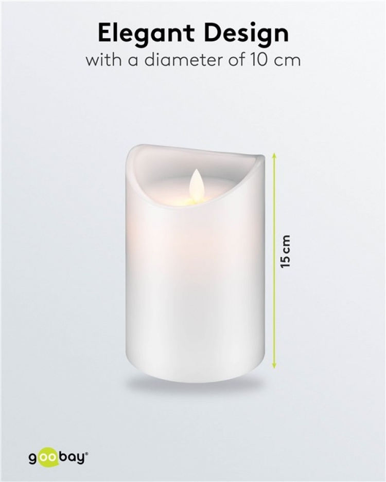 Goobay LED-lys laget av ekte voks, hvit, 10x15 cm vakker og trygg belysningsløsning for mange områder som hjem og loggia, kontorer eller skoler