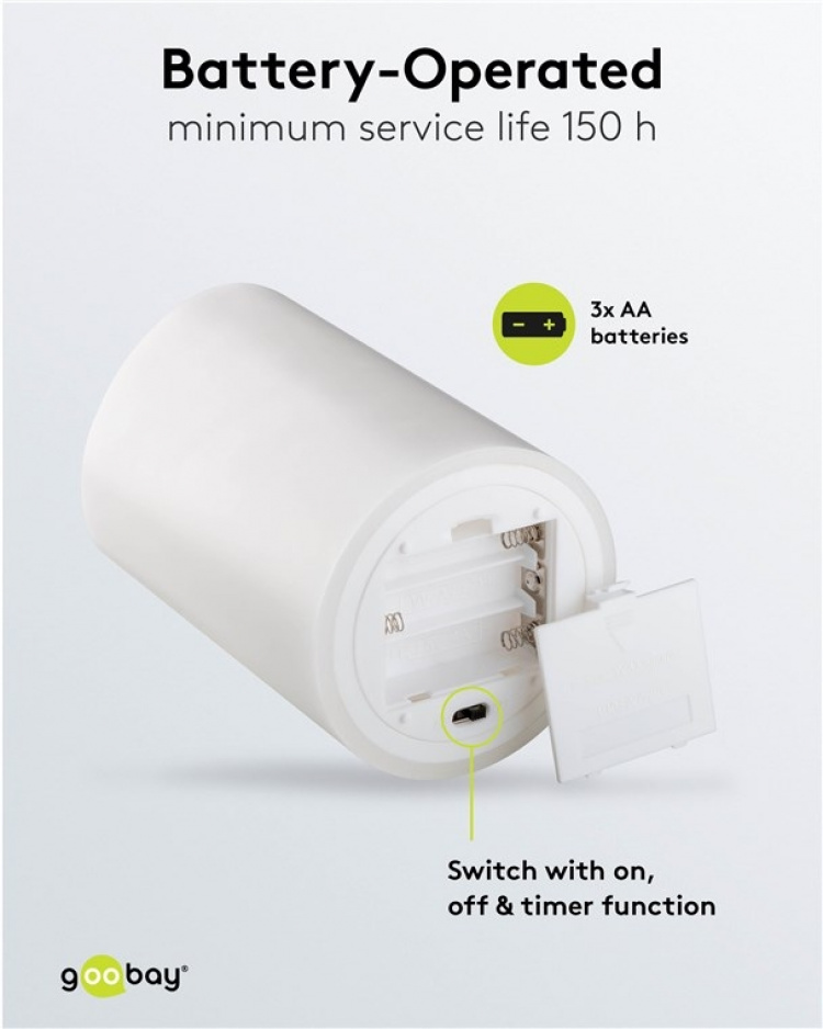 Goobay LED-lys laget av ekte voks, hvit, 10x15 cm vakker og trygg belysningsløsning for mange områder som hjem og loggia, kontorer eller skoler