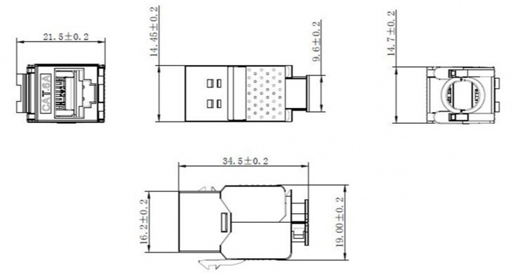 Goobay Keystone-modul RJ45 CAT 6A, STP, slim-line 14,7 mm bred, krokodilletype, klemlist for IDC-montering (verktøyfri) Goobay Keystone-modul RJ45 CAT 6A, STP, slim-line 14,7 mm bred, krokodilletype, klemlist for IDC-montering (verktøyfri)