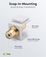 Goobay Keystone-modul RCA 2 x cinch-kontakt, hvit, gullbelagt Goobay Keystone-modul RCA 2 x cinch-kontakt, hvit, gullbelagt