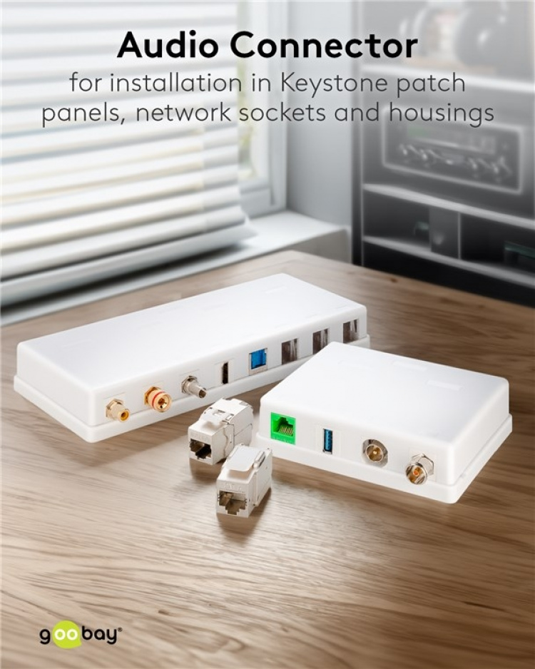 Goobay Keystone-modul RCA 2 x cinch-kontakt, hvit, gullbelagt Goobay Keystone-modul RCA 2 x cinch-kontakt, hvit, gullbelagt