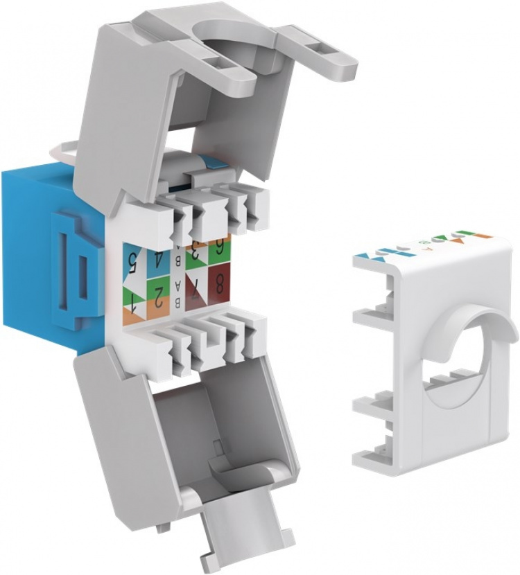 Goobay Keystone-modul RJ45 CAT 6A, UTP 16,5 mm bred, krokodilletype, klemlist for verktøyfri IDC-montering