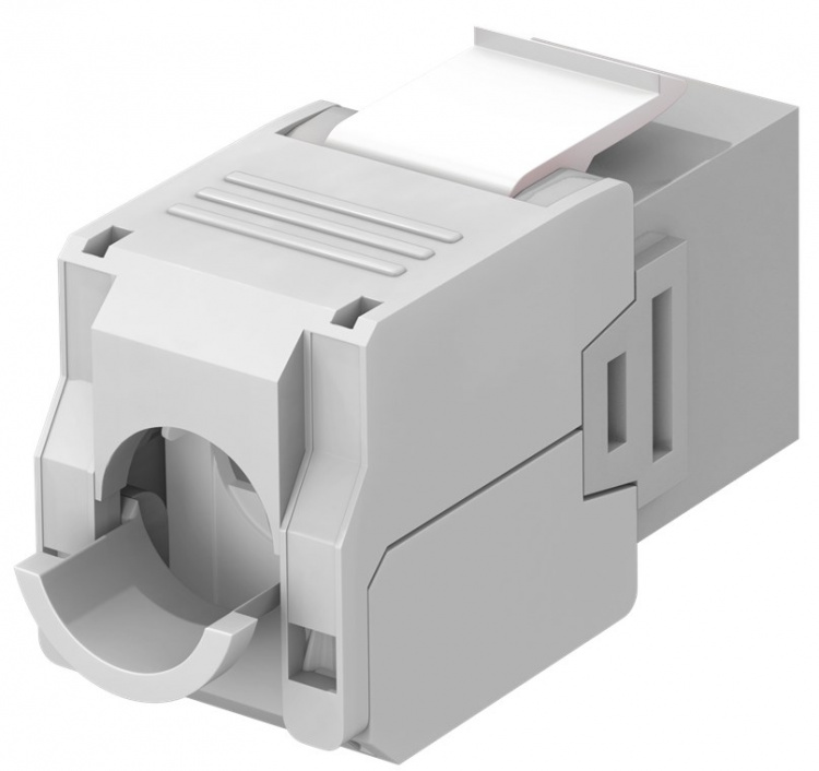 Goobay Keystone-modul RJ45 CAT 6A, UTP 16,5 mm bred, krokodilletype, klemlist for verktøyfri IDC-montering