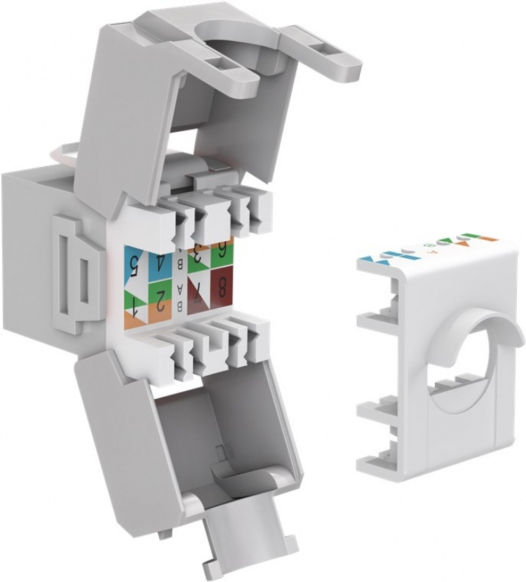 Goobay Keystone-modul RJ45 CAT 6A, UTP 16,5 mm bred, krokodilletype, klemlist for verktøyfri IDC-montering