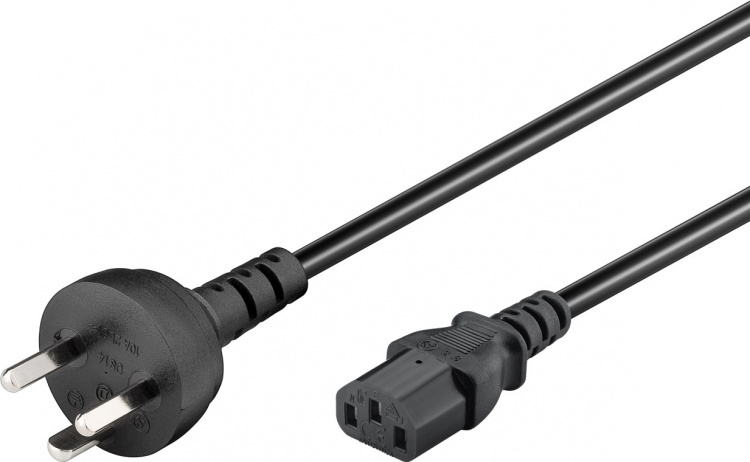 Goobay IEC-kabel Danmark type K, 2 m, svart Danmark-plugg (type K, IEC 60906-1) > C13-apparatkontakt (IEC-plugg)