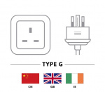 Goobay Kabel for strømtilkobling i Storbritannia, 1,8 m, svart 3-polet UK-plugg (type G, BS 1363) > apparatkontakt C7