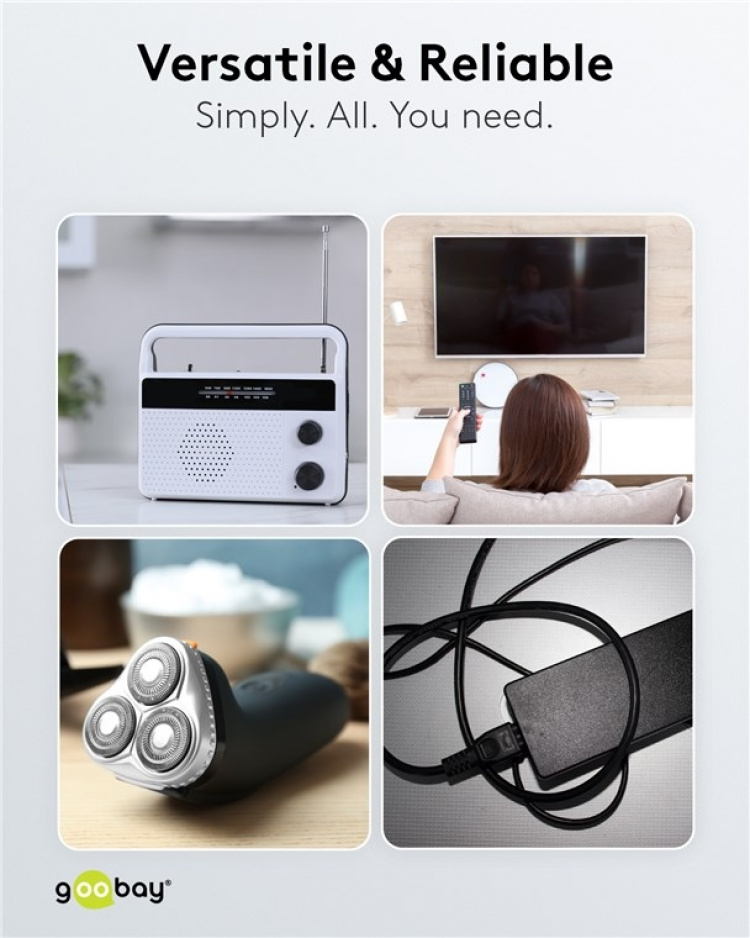 Goobay Tilkoblingskabel Euro-plugg, 5 m, hvit Euro-plugg (type C, CEE 7/16) > apparatkontakt C7 Goobay Tilkoblingskabel Euro-plugg, 5 m, hvit Euro-plugg (type C, CEE 7/16) > apparatkontakt C7