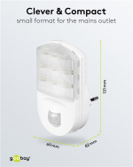 Goobay LED-nattlys med bevegelsesdetektor kaldhvit, 120° deteksjon, 5 m rekkevidde, for innendørs bruk (IP20) Goobay LED-nattlys med bevegelsesdetektor kaldhvit, 120° deteksjon, 5 m rekkevidde, for innendørs bruk (IP20)