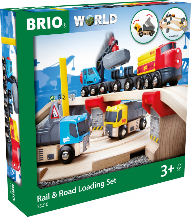Brio World 33210 - Rail & Road Lastesett for jernbane og vei