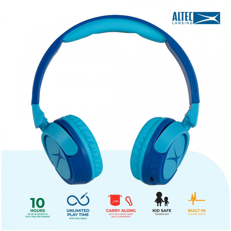 Altec Lansing Øretelefoner Kids Trådløs 2i1 On-Ear Blå Altec Lansing Øretelefoner Kids Trådløs 2i1 On-Ear Blå