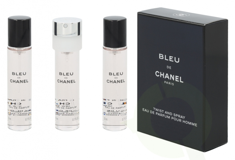 Chanel Bleu De Chanel Pour Homme Gavesett 60 ml, 3x Edp Spray 20 ml Refill - Reisesprayer