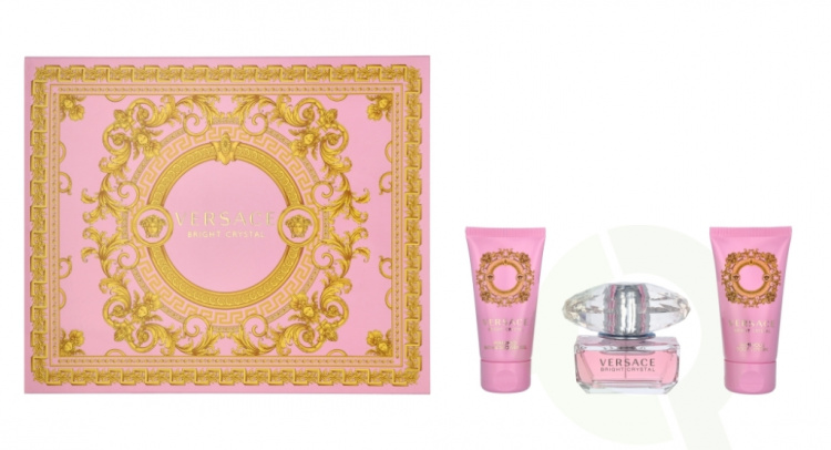 Versace Bright Crystal Giftset 150 ml, Edt Spray 50ml/Body Lotion 50ml/Shower Gel 50ml