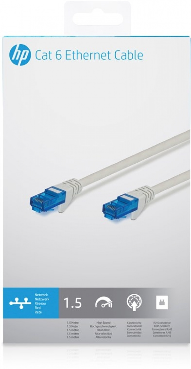 HP CAT 6-kabelen kobler den bærbare datamaskinen til et kablet lokalt nettverk, 1,5 m