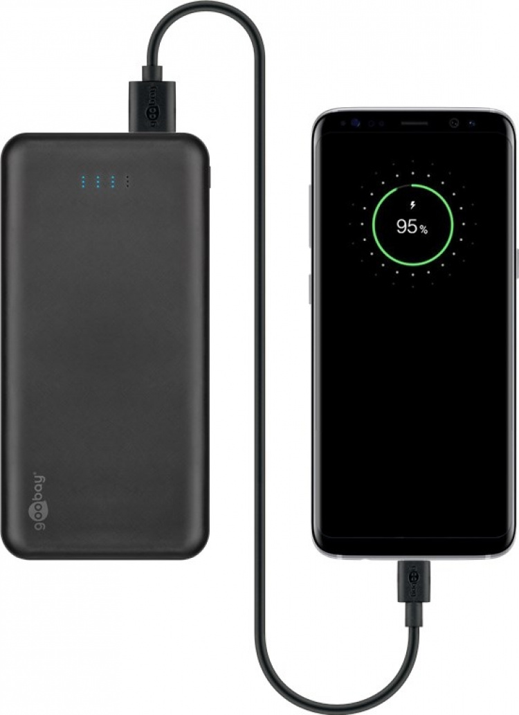 Goobay Powerbank Slimline 10.000 mAh kraftig 10.000 mAh i en praktisk og kompakt design med statusdisplay