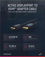 ClickTronic Aktiv DisplayPort™ til HDMI™ (4K/60 Hz)-adapterkabel Premium kabel | 1x DisplayPort™-kontakt >> 1x HDMI™-kontakt | 2,0 m | 4K @ 60 Hz ClickTronic Aktiv DisplayPort™ til HDMI™ (4K/60 Hz)-adapterkabel Premium kabel | 1x DisplayPort™-kontakt >> 1x HDMI™-kontakt | 2,0 m | 4K @ 60 Hz