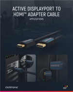 ClickTronic Aktiv DisplayPort™ til HDMI™ (4K/60 Hz)-adapterkabel Premium kabel | 1x DisplayPort™-kontakt >> 1x HDMI™-kontakt | 2,0 m | 4K @ 60 Hz ClickTronic Aktiv DisplayPort™ til HDMI™ (4K/60 Hz)-adapterkabel Premium kabel | 1x DisplayPort™-kontakt >> 1x HDMI™-kontakt | 2,0 m | 4K @ 60 Hz