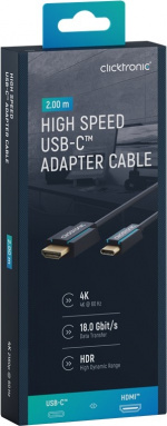 ClickTronic Adapterkabel fra USB-C™ til HDMI™ Premium-kabel | USB-C™-kontakt HDMI™-kontakt | 2,0 m | 4K @ 60 Hz ClickTronic Adapterkabel fra USB-C™ til HDMI™ Premium-kabel | USB-C™-kontakt HDMI™-kontakt | 2,0 m | 4K @ 60 Hz