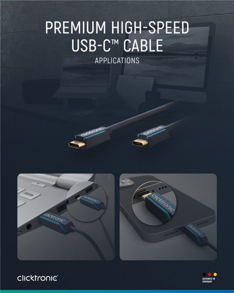 ClickTronic USB-C™ 3.2 Gen 1-kabel Premium-kabel | USB-C™-kontakt USB-C™-kontakt | 2,0 m | 5 Gbit/s